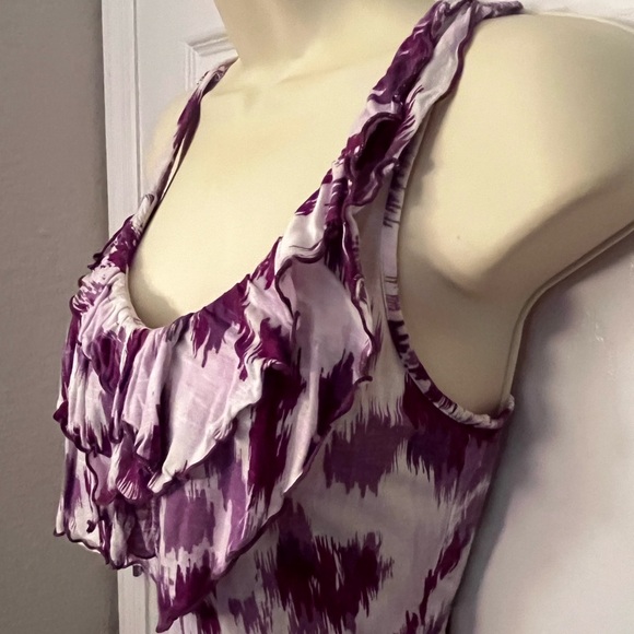 Purple and White Ruffled Racerback Top - Picture 4 of 8